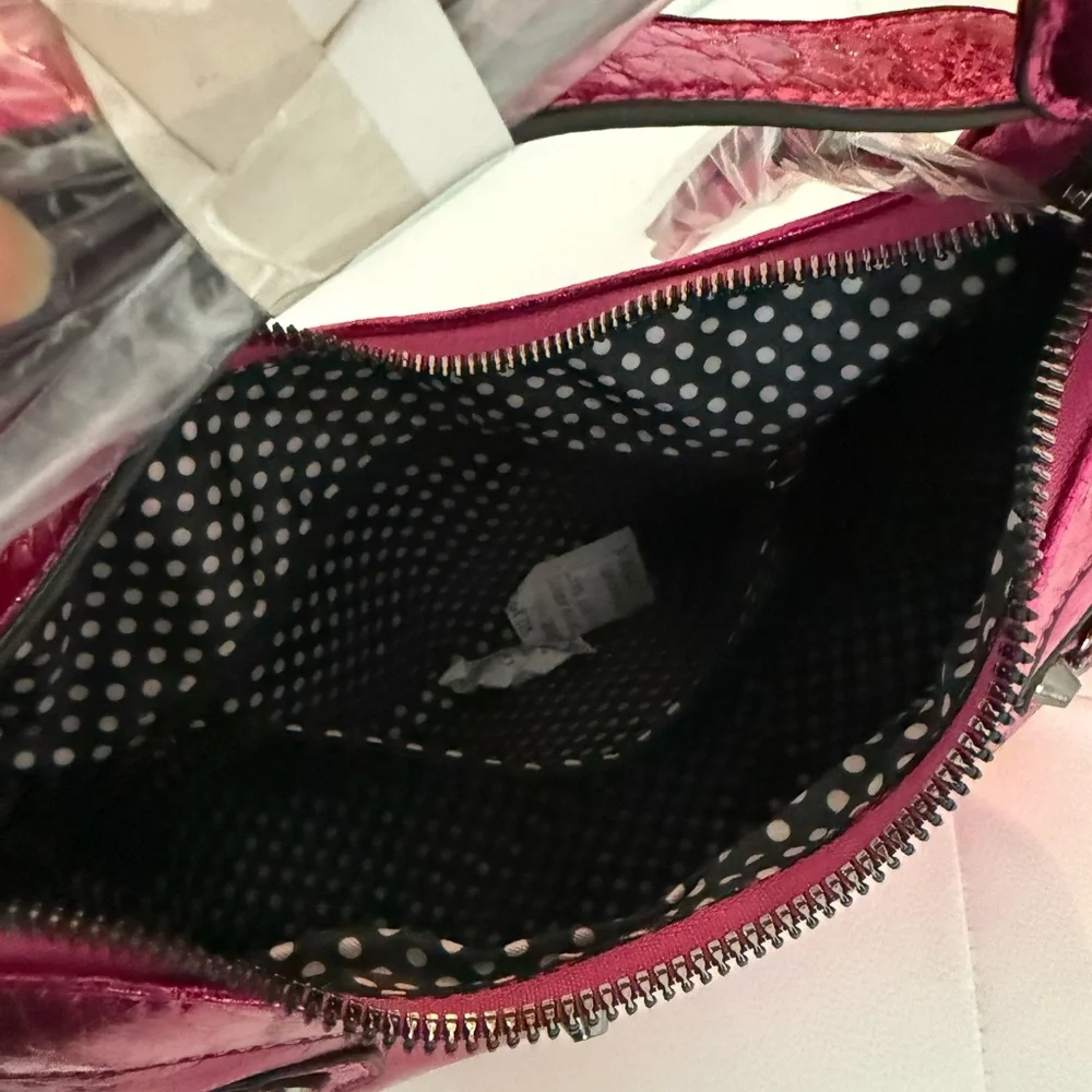 Kayla + Ava Metallic Pink Vegan Leather Shoulder Bag | Y2K Style Purse - Picture 7 of 11